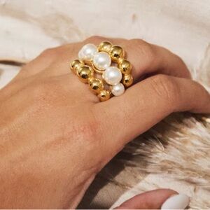 Modern Pearl Cluster Ring